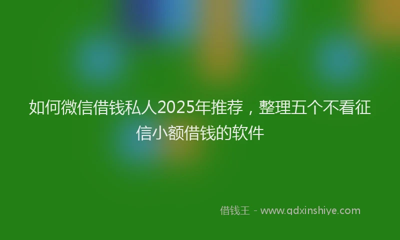 如何微信借钱私人2025年推荐，整理五个不看征信小额借钱的软件