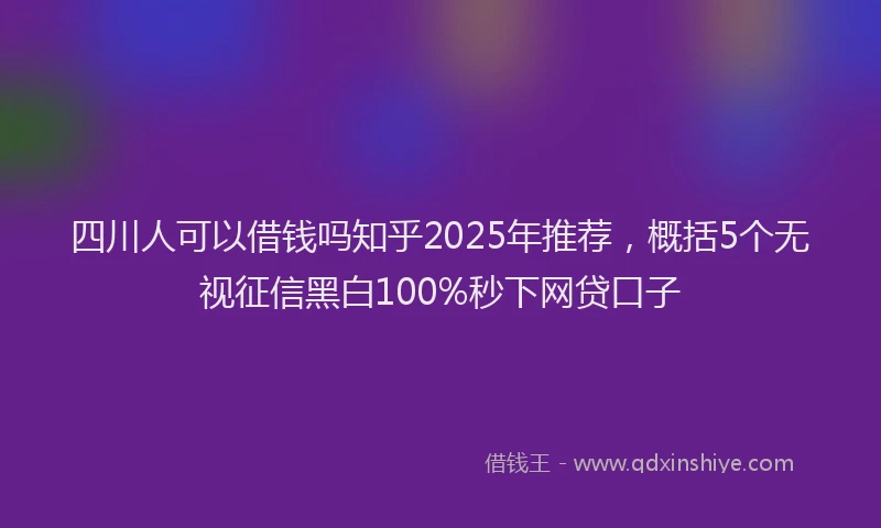 四川人可以借钱吗知乎2025年推荐，概括5个无视征信黑白100%秒下网贷口子