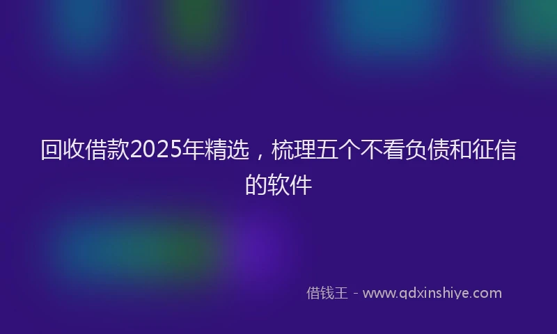 回收借款2025年精选，梳理五个不看负债和征信的软件