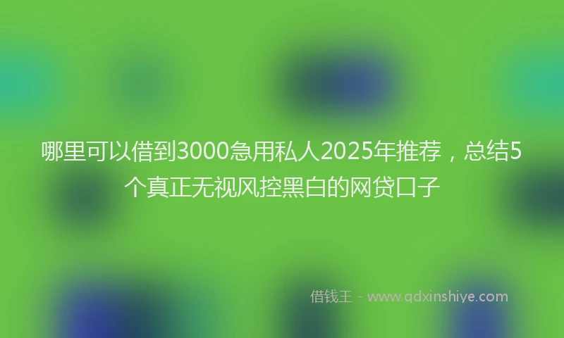 哪里可以借到3000急用私人2025年推荐，总结5个真正无视风控黑白的网贷口子