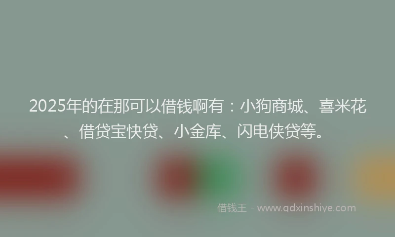 2025年的在那可以借钱啊有：小狗商城、喜米花、借贷宝快贷、小金库、闪电侠贷等。