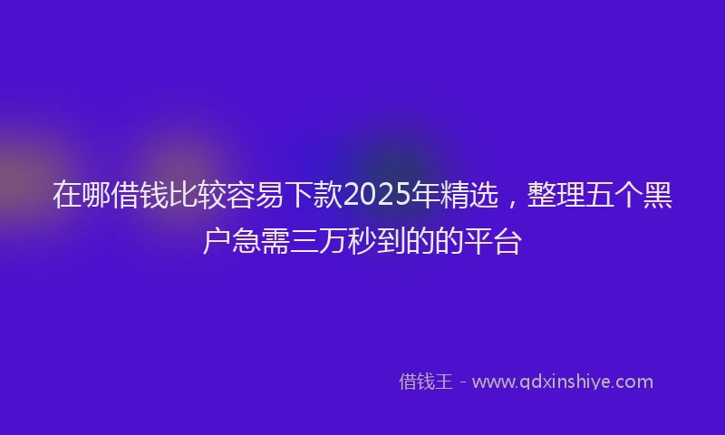 在哪借钱比较容易下款2025年精选，整理五个黑户急需三万秒到的的平台