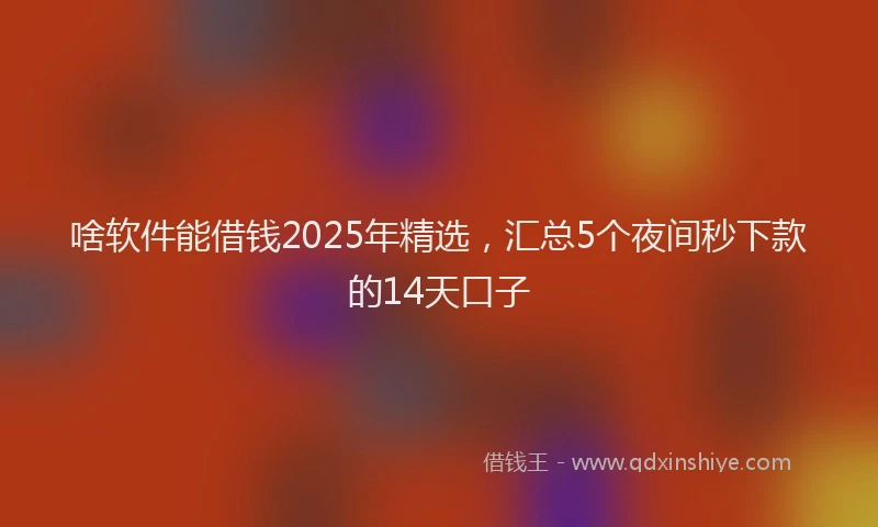 啥软件能借钱2025年精选，汇总5个夜间秒下款的14天口子