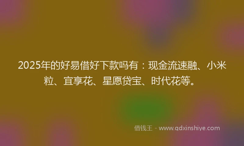 2025年的好易借好下款吗有：现金流速融、小米粒、宜享花、星愿贷宝、时代花等。