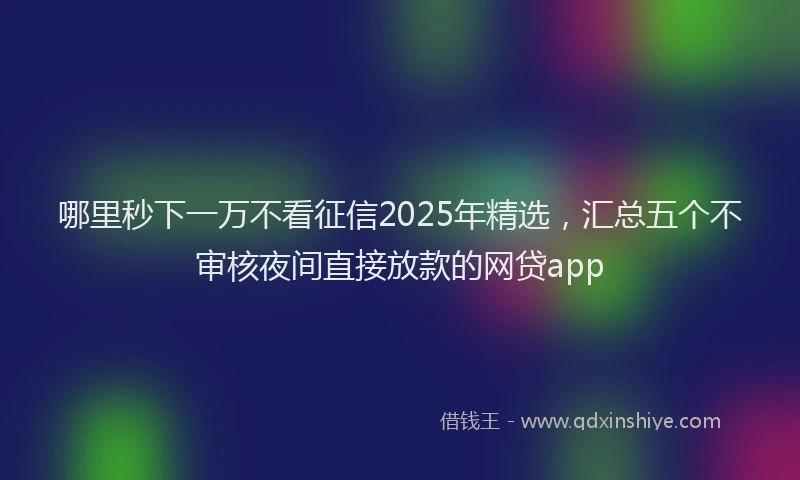 哪里秒下一万不看征信2025年精选，汇总五个不审核夜间直接放款的网贷app
