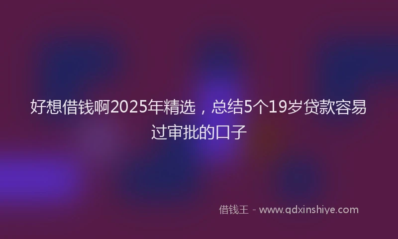 好想借钱啊2025年精选，总结5个19岁贷款容易过审批的口子