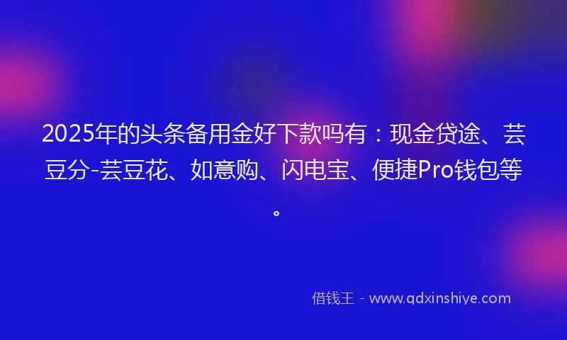 2025年的头条备用金好下款吗有：现金贷途、芸豆分-芸豆花、如意购、闪电宝、便捷Pro钱包等。