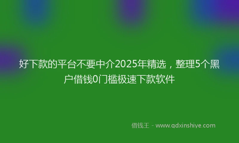 好下款的平台不要中介2025年精选，整理5个黑户借钱0门槛极速下款软件