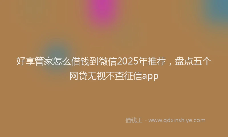 好享管家怎么借钱到微信2025年推荐，盘点五个网贷无视不查征信app