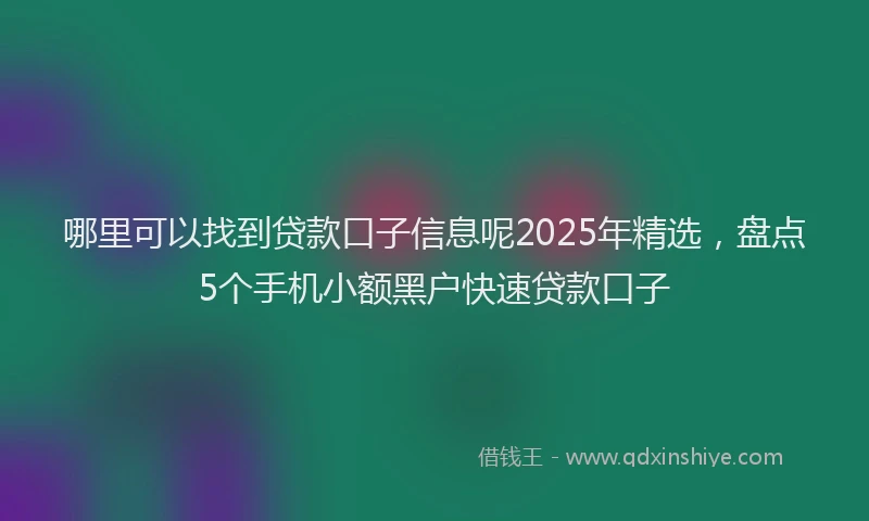 哪里可以找到贷款口子信息呢2025年精选，盘点5个手机小额黑户快速贷款口子