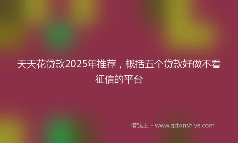 天天花贷款2025年推荐，概括五个贷款好做不看征信的平台
