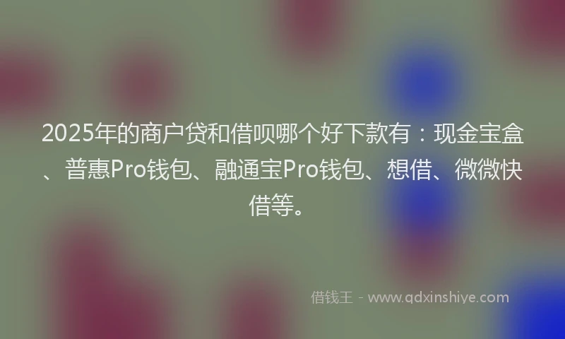2025年的商户贷和借呗哪个好下款有：现金宝盒、普惠Pro钱包、融通宝Pro钱包、想借、微微快借等。