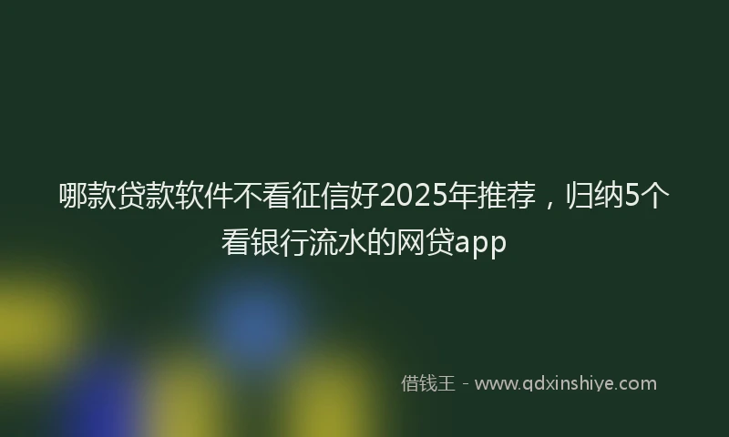 哪款贷款软件不看征信好2025年推荐，归纳5个看银行流水的网贷app