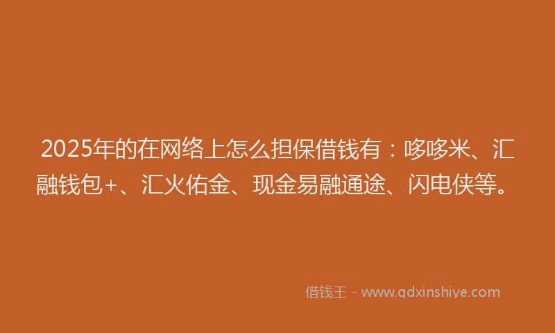 2025年的在网络上怎么担保借钱有：哆哆米、汇融钱包+、汇火佑金、现金易融通途、闪电侠等。