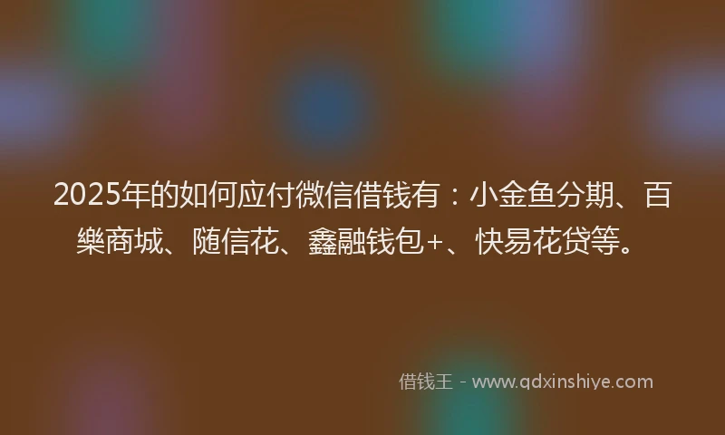 2025年的如何应付微信借钱有：小金鱼分期、百樂商城、随信花、鑫融钱包+、快易花贷等。