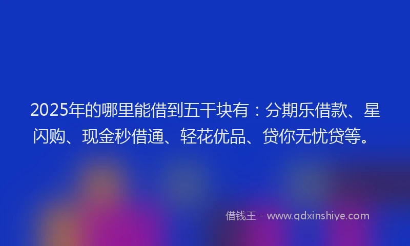 2025年的哪里能借到五干块有：分期乐借款、星闪购、现金秒借通、轻花优品、贷你无忧贷等。