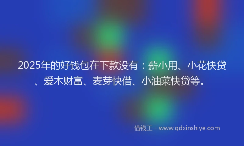 2025年的好钱包在下款没有：薪小用、小花快贷、爱木财富、麦芽快借、小油菜快贷等。