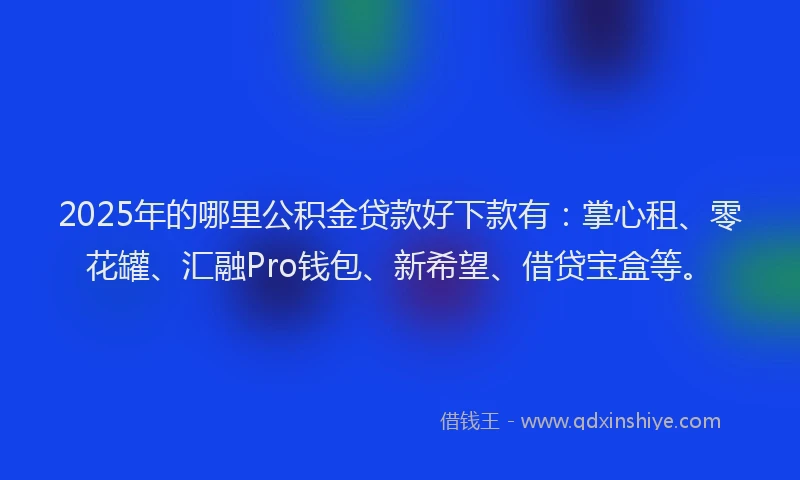 2025年的哪里公积金贷款好下款有：掌心租、零花罐、汇融Pro钱包、新希望、借贷宝盒等。