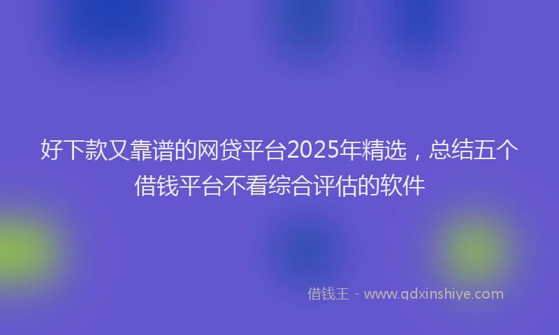 好下款又靠谱的网贷平台2025年精选，总结五个借钱平台不看综合评估的软件