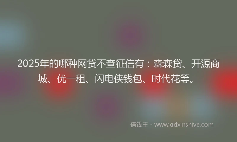 2025年的哪种网贷不查征信有：森森贷、开源商城、优一租、闪电侠钱包、时代花等。