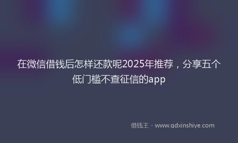 在微信借钱后怎样还款呢2025年推荐，分享五个低门槛不查征信的app
