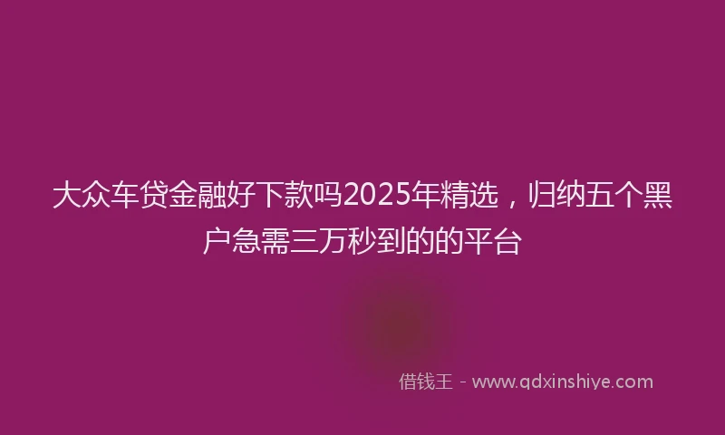 大众车贷金融好下款吗2025年精选，归纳五个黑户急需三万秒到的的平台
