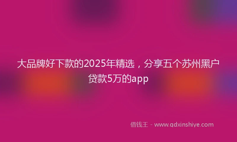 大品牌好下款的2025年精选，分享五个苏州黑户贷款5万的app