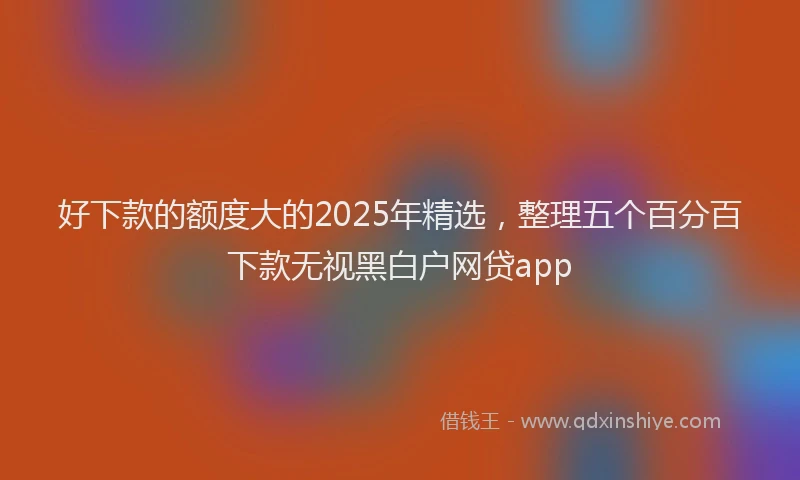 好下款的额度大的2025年精选，整理五个百分百下款无视黑白户网贷app