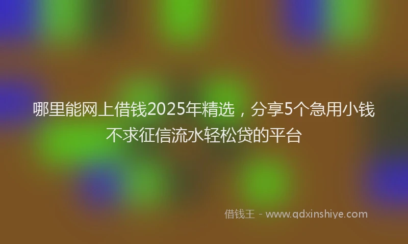 哪里能网上借钱2025年精选，分享5个急用小钱不求征信流水轻松贷的平台