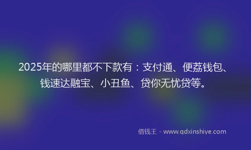 2025年的哪里都不下款有：支付通、便荔钱包、钱速达融宝、小丑鱼、贷你无忧贷等。