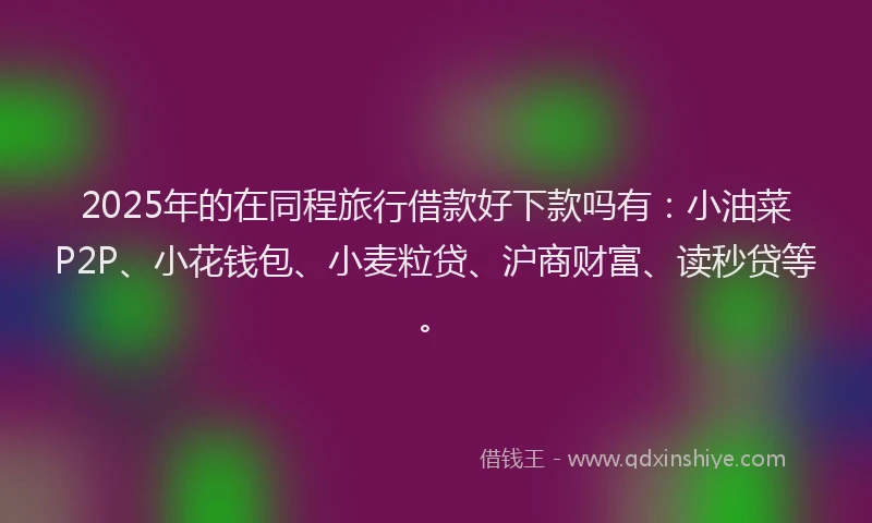 2025年的在同程旅行借款好下款吗有：小油菜P2P、小花钱包、小麦粒贷、沪商财富、读秒贷等。