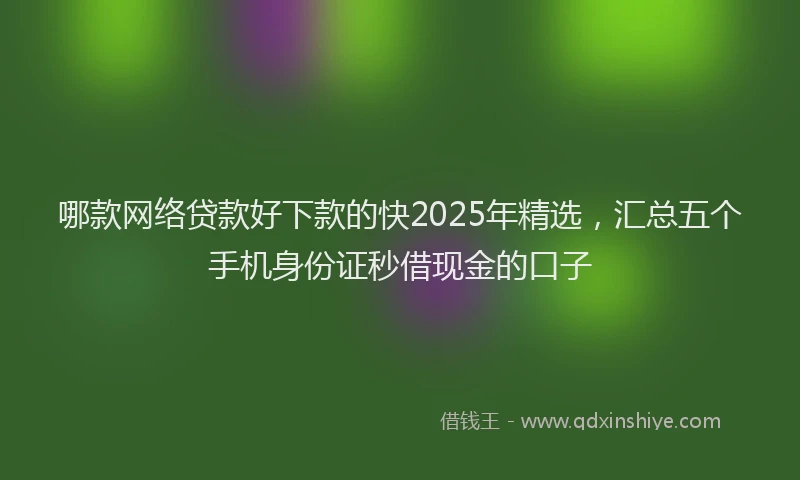 哪款网络贷款好下款的快2025年精选，汇总五个手机身份证秒借现金的口子
