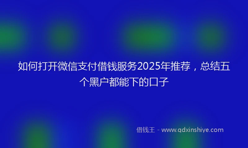 如何打开微信支付借钱服务2025年推荐，总结五个黑户都能下的口子