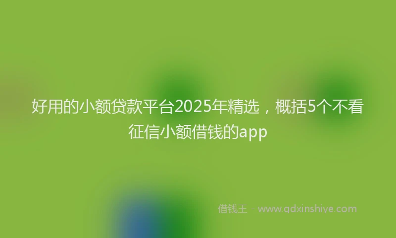 好用的小额贷款平台2025年精选，概括5个不看征信小额借钱的app