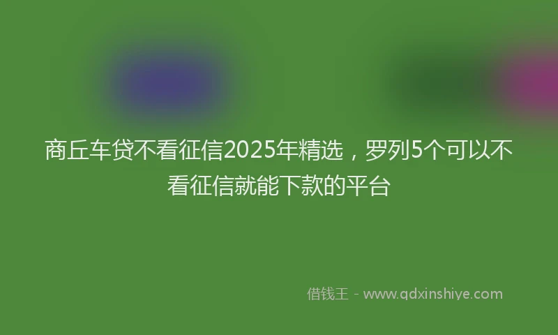 商丘车贷不看征信2025年精选，罗列5个可以不看征信就能下款的平台