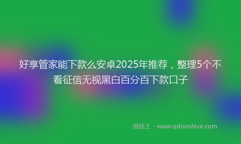 好享管家能下款么安卓2025年推荐，整理5个不看征信无视黑白百分百下款口子