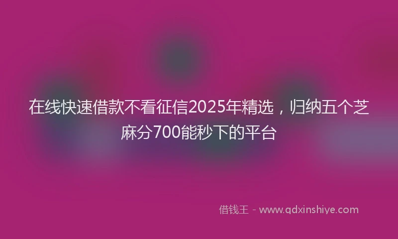 在线快速借款不看征信2025年精选，归纳五个芝麻分700能秒下的平台