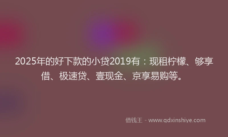 2025年的好下款的小贷2019有：现租柠檬、够享借、极速贷、壹现金、京享易购等。