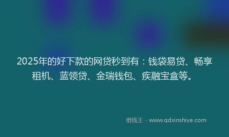2025年的好下款的网贷秒到有：钱袋易贷、畅享租机、蓝领贷、金瑞钱包、疾融宝盒等。