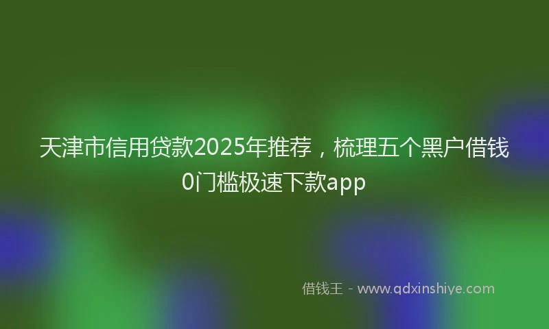 天津市信用贷款2025年推荐，梳理五个黑户借钱0门槛极速下款app