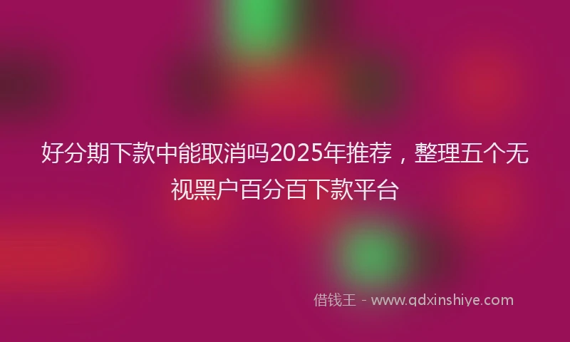 好分期下款中能取消吗2025年推荐，整理五个无视黑户百分百下款平台