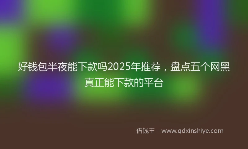 好钱包半夜能下款吗2025年推荐，盘点五个网黑真正能下款的平台