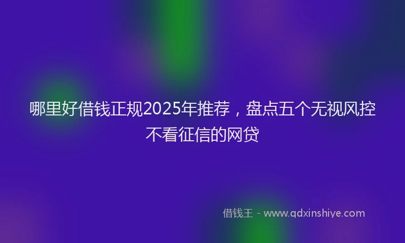 哪里好借钱正规2025年推荐，盘点五个无视风控不看征信的网贷