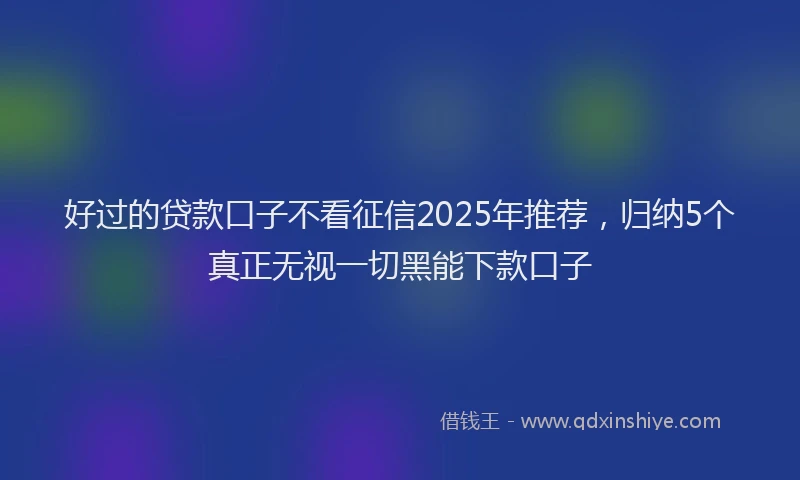 好过的贷款口子不看征信2025年推荐，归纳5个真正无视一切黑能下款口子