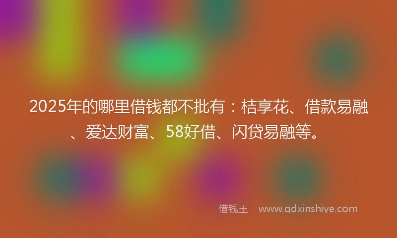 2025年的哪里借钱都不批有：桔享花、借款易融、爱达财富、58好借、闪贷易融等。