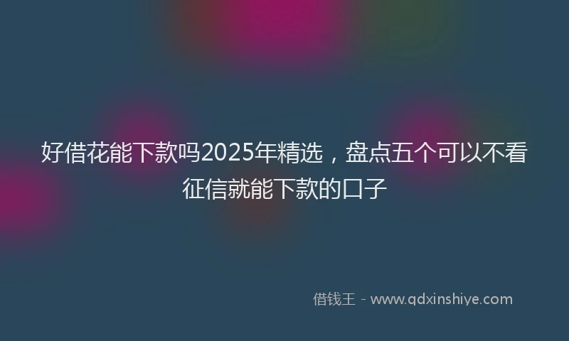 好借花能下款吗2025年精选，盘点五个可以不看征信就能下款的口子