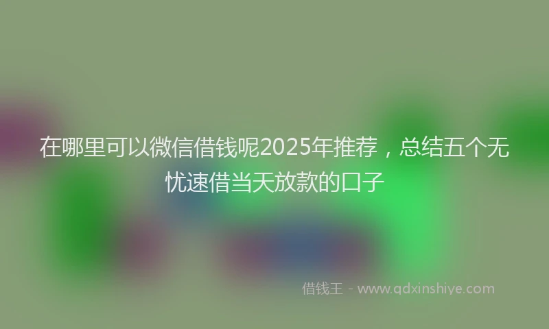 在哪里可以微信借钱呢2025年推荐，总结五个无忧速借当天放款的口子