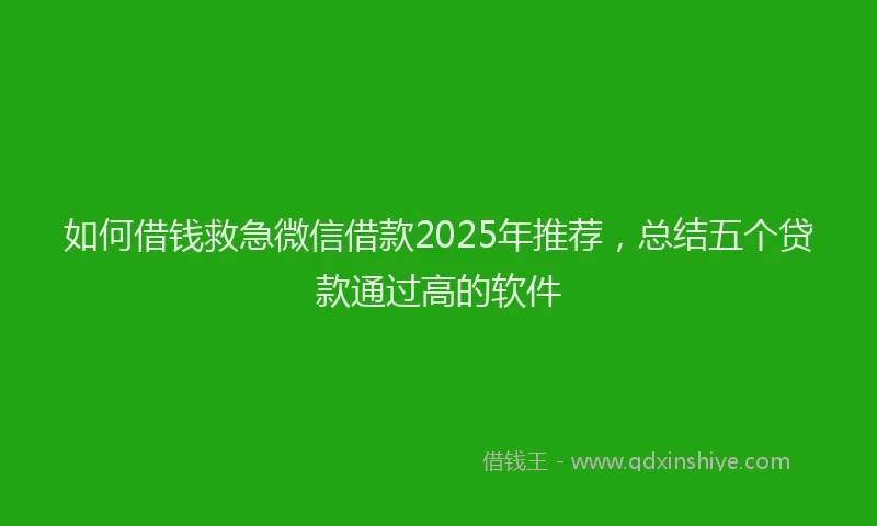 如何借钱救急微信借款2025年推荐，总结五个贷款通过高的软件