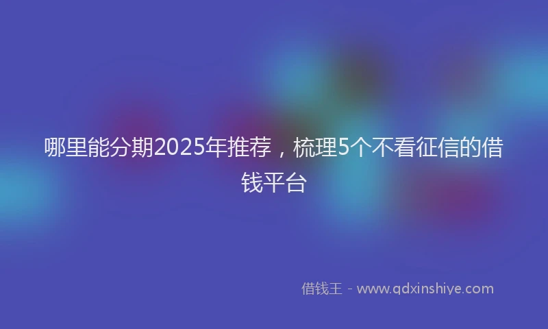 哪里能分期2025年推荐，梳理5个不看征信的借钱平台