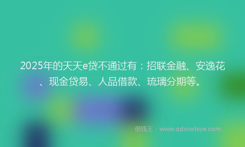2025年的天天e贷不通过有：招联金融、安逸花、现金贷易、人品借款、琉璃分期等。